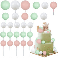 Gyufise 30Pcs Ball Cake Topper Decorations Mini Balloons Cake Topper Sticks Foam Balls Cake Picks Cake Topper Balls Cake Decorations For Wedding Party Birthday Cake Decorating White Green Pink