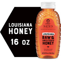 Nate's Louisiana 100% Pure, Raw & Unfiltered Honey - 16 Oz. Squeeze Bottle - All-Natural Sweetener
