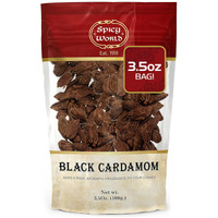 Black Cardamom Pods 3.5 Oz Bag (100Gm) | Whole Kali Elaichi Indian Spice By Spicy World