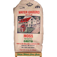 Moss Water Ground White Corn Grits 5 Lbs