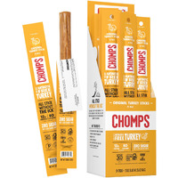 Chomps Original Turkey Jerky Snack Sticks Keto Paleo Whole30 Approved Gluten Free 1.15Oz (24 Pack)