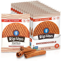 Rip Van Wafels Snickerdoodle Stroopwafels, Healthy Snacks, Non-Gmo, Keto Friendly, Office Snacks, Low Sugar (3G), Low Calorie, 12 Pack