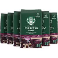 Starbucks Ground Coffee, Dark Roast Coffee, Espresso Roast, 100% Arabica, 6 Bags (18 Oz Each)