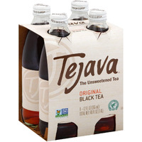 Tejava Original Unsweetened Black Iced Tea, 4 Pack, 12Oz Glass Bottles, Non-Gmo, Kosher, No Sugar Or Sweeteners, No Calories, No Preservatives, Brewed In Small Batches