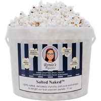 Ren  Es Salted Naked Gourmet Popcorn - Lightly Salted Popcorn Using 3 Pure Ingredients, Delicate Crunchy Fun, Handmade Snack Or Gift In 1.1-Gallon Plastic Bucket Tin.