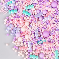 Edible Candy Sprinkles For Cake Decorating 7Ounce Cupcakes Sprinkles, Cake Decorations, Ice Cream, Cookie Candy Desserts Topper - Pink Purple Jimmies, Pastel Sugar Pearls, Confetti
