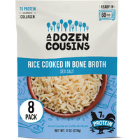 A Dozen Cousins Rice Cooked In Bone Broth Microwaveable Rice Packets | 7G Protein | Contains Collagen (Sea Salt, 8 Pack)