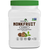 Morning Pep Monk Fruit Sweetener, Classic | White Sugar Substitute, Keto Diet Friendly, 1:1 Sugar Replacement, For Baking, Coffee, Tea, Zero Calorie Non Gmo Project Verified, Ou Kosher, White - 2.5 Lb