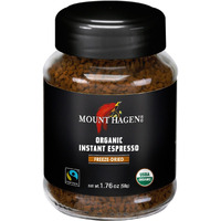 Mount Hagen Instant Espresso Coffee, Eco-Friendly Organic Espresso Coffee Made From Medium Roast Arabica Beans, Freeze Dried Instant Coffee, Fair-Trade, Kosher, 1.76Oz Jar