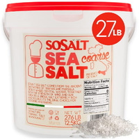 Coarse Sea Salt, Sosalt, Sicilian, 27.56 Lbs (12.5 Kg) Bulk, Foodservice Bucket, Canning, Pickling, Cooking, Grilling, Asado, Parilla, Steak, Trapani, Mediterranean, Sicily, Italy