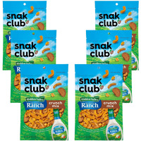 Snak Club Crunch Mix With Hidden Valley Ranch Seasoning, Toasted Corn, Chili Cheese Corn Jacks, Sesame Sticks, And Rye Chips, Kosher Snack, 2.5 Oz Snack Bags, 6 Pack