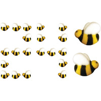 Bees Cake Decorations- Bumble Bee Shaped Edible Hard Sugar Decorations, 24 Pcs By R.U.S. Candy Company