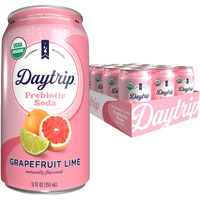 Daytrip Prebiotic Soda Drink | Certified Usda Organic | Mood Boosting Prebiotic Drink (12 Pack Of 12Oz Cans) | Grapefruit Lime