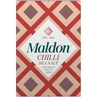 Maldon Chilli Sea Salt Flakes, Blended With Aleppo & Birds Eye Chillies - Take Simple Dishes To The Next Level - Fantastic Flavour - Unique Pyramid-Shaped Sea Salt Flakes - 100G Box