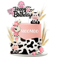 Pinkunn 23 Pcs Cow Cake Topper Farm Cake Decor Cow Cake Decorations With Cow Miniature Figurines Animal Birthday Party For Cow Theme Baby Shower Birthday Party Cake Decorations Supplies