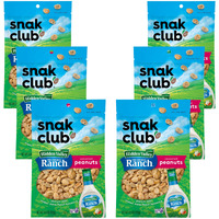 Snak Club Peanuts With Hidden Valley Ranch Seasoning, Roasted Nuts, Gluten-Free And Kosher Snack, 4.5 Oz Resealable Bags, 6 Pack