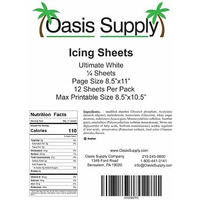Oasis Supply Ultra Premium, Pliable, Non Cracking Icings Sheets, White (8.5"" X 11.5"", 12)