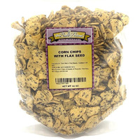 Corn Chips With Flax Seed, Healthy Snacks, Bulk Size (2 Lb. Resealable Zip Lock Stand Up Bag)