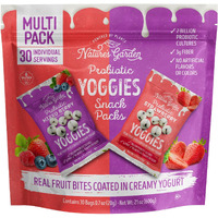 Nature's Garden Probiotic Yoggies Multi Pack, 21Oz (Strawberry Yoggies 15X0.7 Oz +Mixed Berry Yoggies 15X0.7 Oz), Strawberry And Mixed Berry Yogurt Covered Snack, High Fiber, Real Fruit Pieces, No Artificial Ingredients, Healthy Snack For Adults