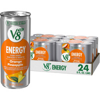 V8 +Energy Orange Pineapple Juice Energy Drink, 8 Fl Oz Can (24 Pack)