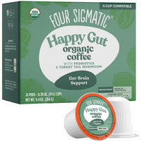 Four Sigmatic Happy Gut Organic Coffee Pods | Medium Roast Probiotic K Cups With Chaga And Turkey Tail | Immune Boosting, Probiotic Mushroom Coffee K Cups For Gut Health And Immune Support | 24 Count