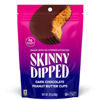 Skinnydipped Dark Chocolate Peanut Butter Cups, 2G Sugar Per Cup, Keto Friendly, No Palm Oil, Gluten Free, 3.2Oz, 4 Pack (24 Cups Total)