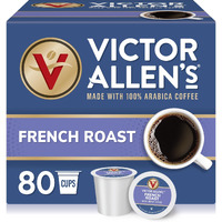 Victor Allen's Coffee French Roast, Dark Roast, 80 Count, Single Serve Coffee Pods For Keurig K-Cup Brewers