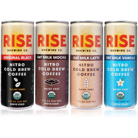 Rise Brewing Co. Nitro Cold Brew Coffee, Organic, Non-Gmo, Clean Energy & Low Acidity, 3X Original Black, Oat Milk Latte, Oat Milk Mocha & Oat Milk Vanilla, 7 Fl. Oz. Cans (12 Pack)
