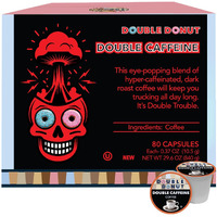 Double Donut High Caffeine Coffee Pods, Extra Strong Double Caffeine Coffee Cups For Keurig K Cup Brewer Machines Single Serve Dark Roast Coffee, 80 Count