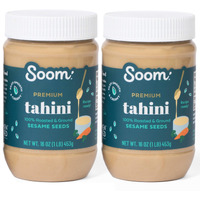 Soom Foods Ground Premium Sesame Tahini Paste 16Oz (2 Pack) | Silky Smooth Texture In Hummus, Dips, Dressings | Vegan, Nut-Free, Gluten-Free, Dairy-Free, Paleo, Keto