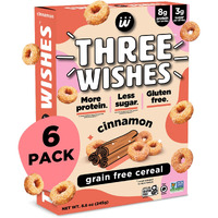 Plant-Based And Vegan Breakfast Cereal By Three Wishes - Cinnamon, 6 Pack - More Protein And Less Sugar Snack - Gluten-Free, Grain-Free - Non-Gmo