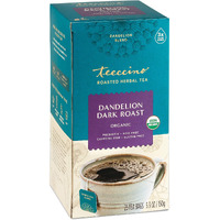 Teeccino Dandelion Herbal Tea - Dark Roast - Caffeine Free, Prebiotic, Gluten Free, 3X More Herbs - 25 Tea Bags