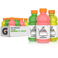 Gatorade Zero Kids Variety Pack, (Apple, Watermelon, Lemon Lime), 12 Fl Oz (Pack Of 24)