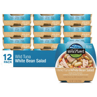 Wild Planet Ready-To-Eat Wild Tuna White Bean Salad With Organic Chickpeas, Carrots, Red Peppers & Green Olives 5.6Oz (Pack Of 12)