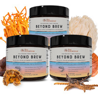 Beyond Brew Mushroom Superfood Coffee | Mushroom Coffee Alternative Low Caffeine | Healthy Coffee Substitute | W/Prebiotics & Probiotics | By Live Conscious | 30 Servings Net Wt. 7 Oz (3-Pack)