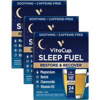 Vitacup Sleep Fuel Instant Tea Packets For Deep Rem Sleep, Relax & De-Stress W/Chamomile Tea, Magnesium, Vitamin D3, Coconut Water, Coconut Milk, Potassium, Calming Tea For Full Body Relaxation, 72Ct