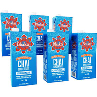 Bhakti Chai Fresh Ginger & Black Tea Concentrate, Original, Vegan, Organic, Fair Trade, Kosher, Gluten-Free, & All-Natural Clean Ingredients, 32 Ounce Cartons (Pack Of 6)