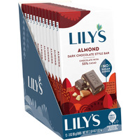 Lily's Almond Dark Chocolate Style No Sugar Added, Sweets Bars, 3 Oz (12 Count)
