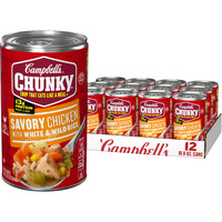 Campbell's Chunky Soup, Savory Chicken With White And Wild Rice Soup, 18.8 Oz Can (Case Of 12)