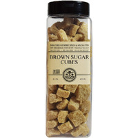 India Tree Brown Sugar Cubes, 1.1 Pound Jar, European Style Cane Sugar From Mauritius, Rough Cut Unrefined Brown Sugar