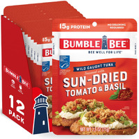 Bumble Bee Sun-Dried Tomato & Basil Seasoned Tuna, 2.5 Oz Pouches (Pack Of 12) - Ready To Eat - Wild Caught Tuna Packet - 15G Protein Per Serving - Gluten Free