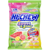 Hi-Chew Sweet & Sour Mix, Pack Of 6 Bags, 3.17Oz Each | Watermelon Lemon Grapefruit | Unique Fun Soft & Chewy Taffy Candy | Immensely Juicy Fruit Flavors | Individually Wrapped For Sharing