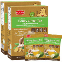 Pocas Honey Ginger Tea - Instant Tea Powder Packets With Soursop & Ginger Honey Crystals Tea, Non-Gmo/Gluten Free/Caffeine Free Tea, 20 Count (Pack Of 2)