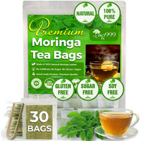 Tog999, Premium 30 Moringa Leaf Tea Bags, 100% Natural & Pure From Moringa Leaves. Loose Leaf Moringa Herbal Tea. Moringa Leaf Tea. No Sugar, No Caffeine, No Gluten, Vegan.