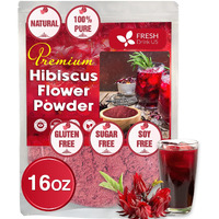 Freshdrinkus, Premium 16Oz Hibiscus Flower Powder, 100% Natural And Pure From Hibiscus Flowers, Natural Food Coloring, Hibiscus Flowers Tea, No Additives, No Gluten, No Sugar, Vegan