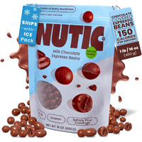 Nutic Gourmet Milk Chocolate Espresso Beans - 1Lb, Roasted Coffee Beans Covered In Milk Chocolate - Bulk Chocolate Espresso Candy (Pack Of 1)