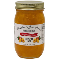 Sweet Peach Jam | All Natural Homestyle Fruit Jam | Jelly Preserve Spread | Spreadable Preserves Jams Jellies Fruits | 19 Ounce Glass Jar