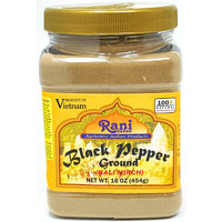 Rani Black Pepper Fine Powder 80 Mesh 16Oz (1Lb) 454G Pet Jar ~ All Natural | Vegan | Gluten Friendly | Non-Gmo | Kosher | Product Of Vietnam