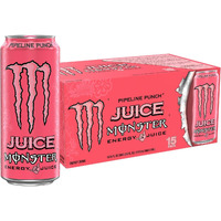 Monster Energy Juice Pipeline Punch, Energy + Juice, Energy Drink, 16 Ounce (Pack Of 15)