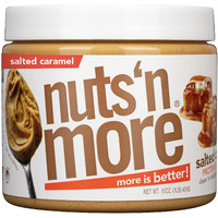 Nuts N More Salted Caramel Peanut Spread, All Natural Snack, Low Carb, Low Sugar, Gluten Free, Non-Gmo, High Protein Flavored Nut Butter (15 Oz Jar)